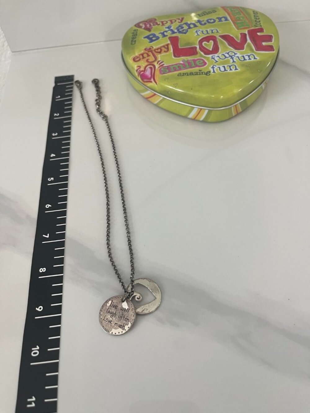 Brighton Live Well Laugh Often Love Much Heart Necklace + Tin